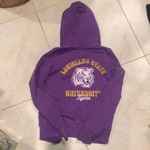 Pink Victoria’s Secret Collegiate Collection Zip Up Hoodie, LSU X-Small